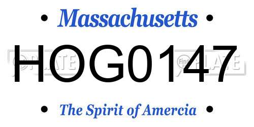 HOG0147 Massachusetts License Plate