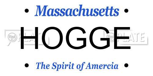 HOGGE Massachusetts License Plate