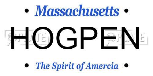 HOGPEN Massachusetts License Plate
