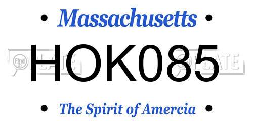 HOK085 Massachusetts License Plate