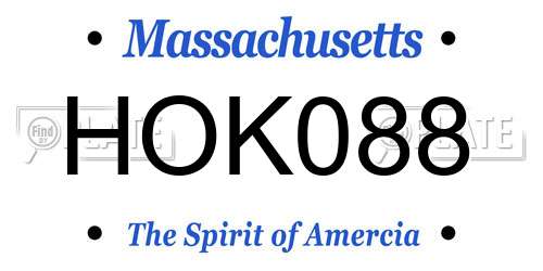HOK088 Massachusetts License Plate
