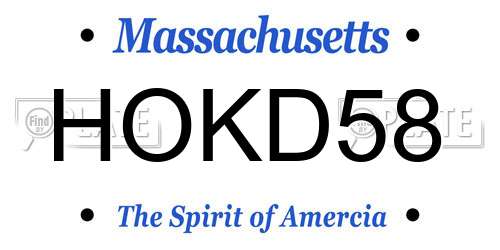HOKD58 Massachusetts License Plate
