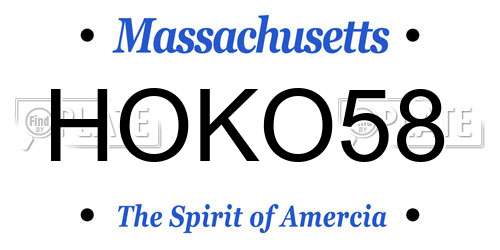 HOKO58 Massachusetts License Plate