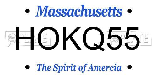 HOKQ55 Massachusetts License Plate
