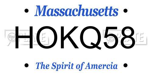 HOKQ58 Massachusetts License Plate