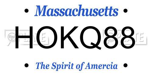 HOKQ88 Massachusetts License Plate