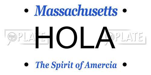 HOLA Massachusetts License Plate