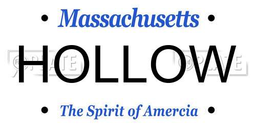 HOLLOW Massachusetts License Plate
