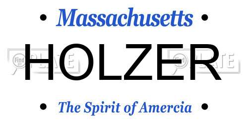 HOLZER Massachusetts License Plate