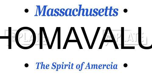 HOMAVALU Massachusetts License Plate