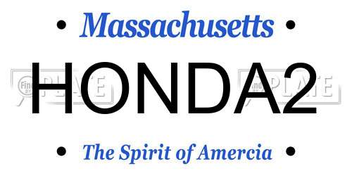HONDA2 Massachusetts License Plate