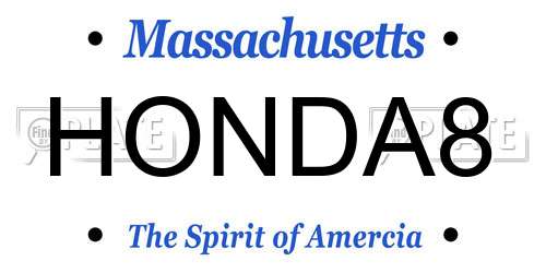 HONDA8 Massachusetts License Plate