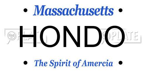 HONDO Massachusetts License Plate