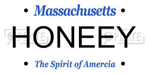 HONEEY Massachusetts License Plate