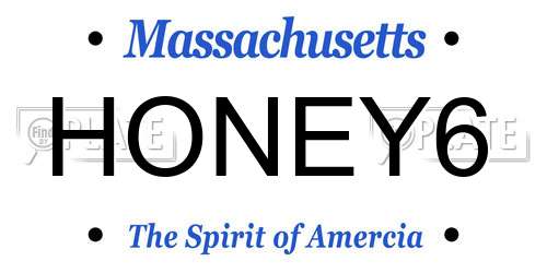HONEY6 Massachusetts License Plate