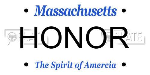 HONOR Massachusetts License Plate