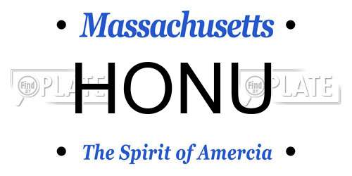 HONU Massachusetts License Plate