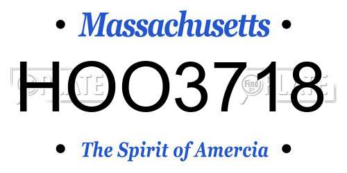 HOO3718 Massachusetts License Plate