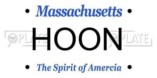 HOON Massachusetts License Plate