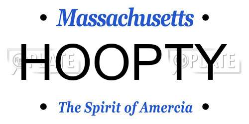 HOOPTY Massachusetts License Plate