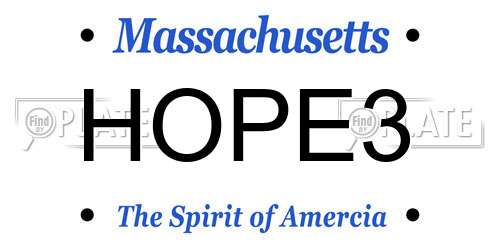 HOPE3 Massachusetts License Plate