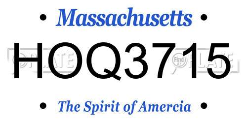 HOQ3715 Massachusetts License Plate