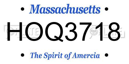 HOQ3718 Massachusetts License Plate