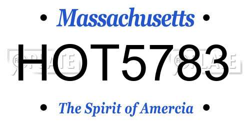 HOT5783 Massachusetts License Plate