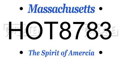 HOT8783 Massachusetts License Plate