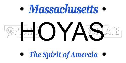 HOYAS Massachusetts License Plate