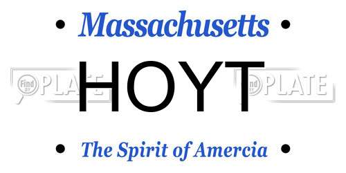 HOYT Massachusetts License Plate