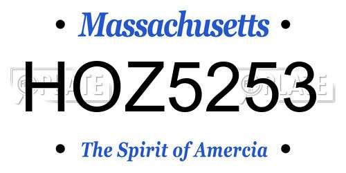 HOZ5253 Massachusetts License Plate