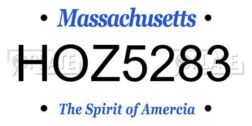 HOZ5283 Massachusetts License Plate