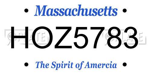 HOZ5783 Massachusetts License Plate
