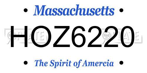 HOZ6220 Massachusetts License Plate