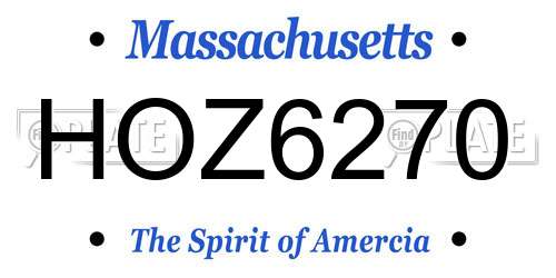 HOZ6270 Massachusetts License Plate