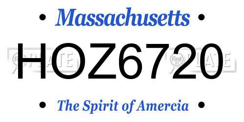 HOZ6720 Massachusetts License Plate