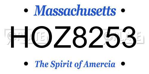 HOZ8253 Massachusetts License Plate