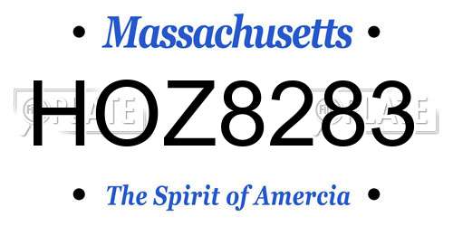 HOZ8283 Massachusetts License Plate