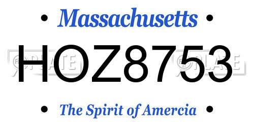 HOZ8753 Massachusetts License Plate