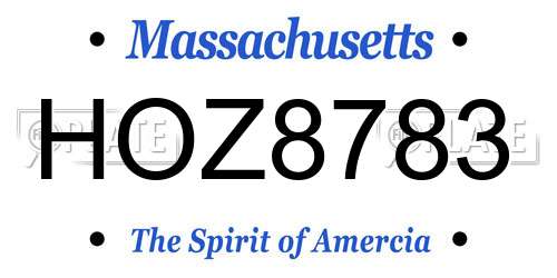 HOZ8783 Massachusetts License Plate