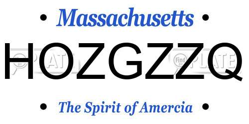 HOZGZZQ Massachusetts License Plate
