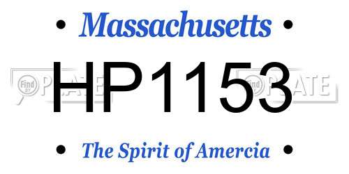 HP1153 Massachusetts License Plate