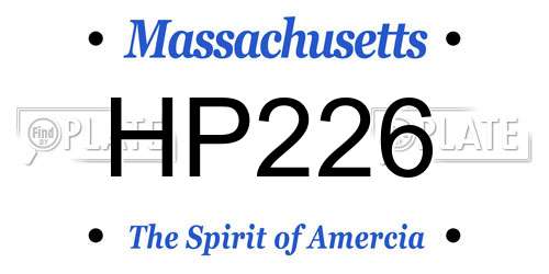 HP226 Massachusetts License Plate