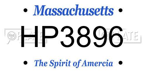 HP3896 Massachusetts License Plate
