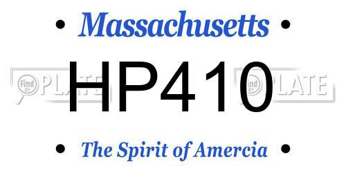 HP410 Massachusetts License Plate