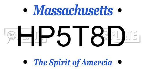 HP5T8D Massachusetts License Plate