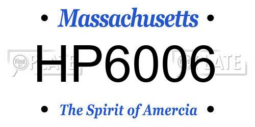 HP6006 Massachusetts License Plate