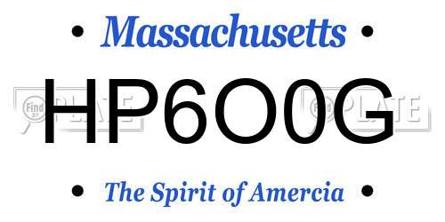 HP6O0G Massachusetts License Plate