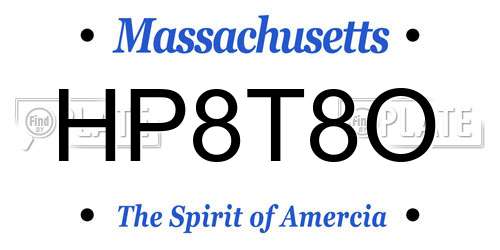 HP8T8O Massachusetts License Plate